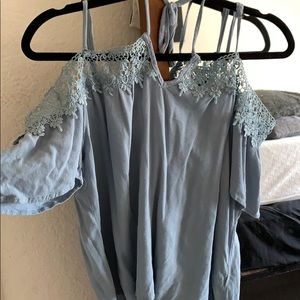 Blue off the shoulder blouse!